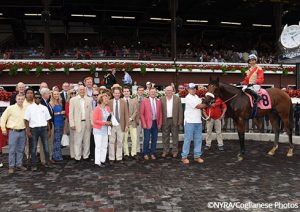 Centennial Farms in the winner's circle at Saratoga with Rocketry.