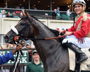 Preservationist wins the prestigious G2 Suburban at Belmont Park for Centennial Farms thoroughbred racing partnership.