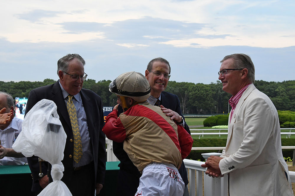Preservationist wins the prestigious G2 Suburban at Belmont Park for Centennial Farms thoroughbred racing partnership.