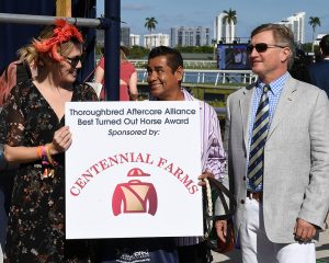 Don Little presents the Best Turned Out Horse Awards at Gulfstream Park on 2020 Pegasus World Cup Day.