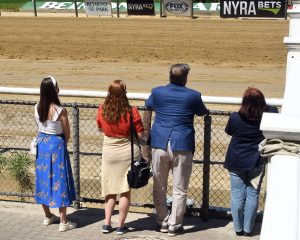 Royal Realm breaks his maiden at Belmont Park for members of his Centennial Farms thoroughbred racing partnership team.