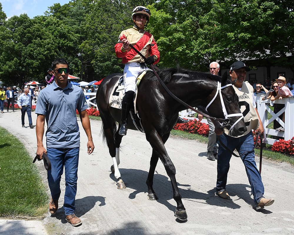 Illuminare (City of Light - I Still Miss You), part of Centennial Farms' 2022 Hamilton LLC Thoroughbred racing partnership, before winning an allowance at Saratoga Race Course with Irad Ortiz, Jr. aboard.