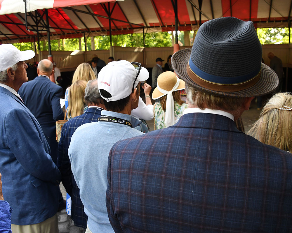 Members of the Centennial Farms Thoroughbred racing partnership that owns Belmont Stakes runner Antiquarian on Belmont Stakes Day at Saratoga Race Course.