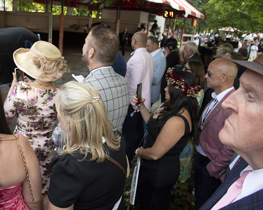 Members of the Centennial Farms Thoroughbred racing partnership that owns Belmont Stakes runner Antiquarian on Belmont Stakes Day at Saratoga Race Course.