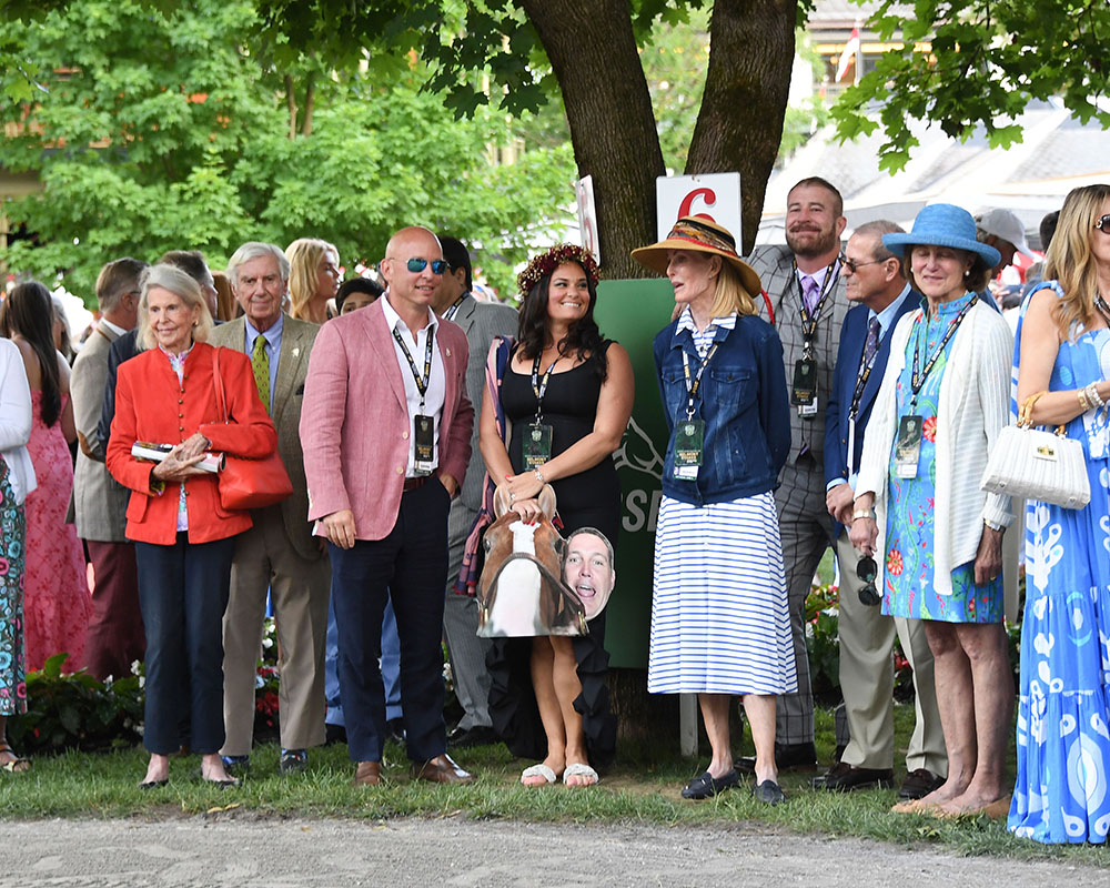 Members of the Centennial Farms Thoroughbred racing partnership that owns Belmont Stakes runner Antiquarian on Belmont Stakes Day at Saratoga Race Course.