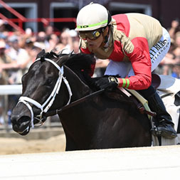 Illuminare (City of Light - I Still Miss You) winning at Saratoga Race Course with Irad Ortiz, Jr. aboard in July 2024.