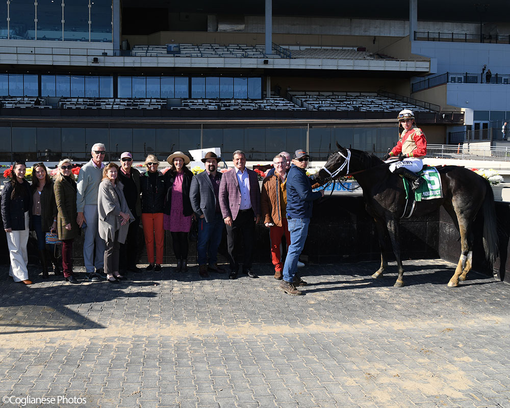 Owners of Illuminare (City of Light - I Still Miss You), part of Centennial Farms' 2022 Hamilton LLC Thoroughbred racing partnership, after winning an allowance at Belmont at The Big A with Irad Ortiz, Jr. aboard.