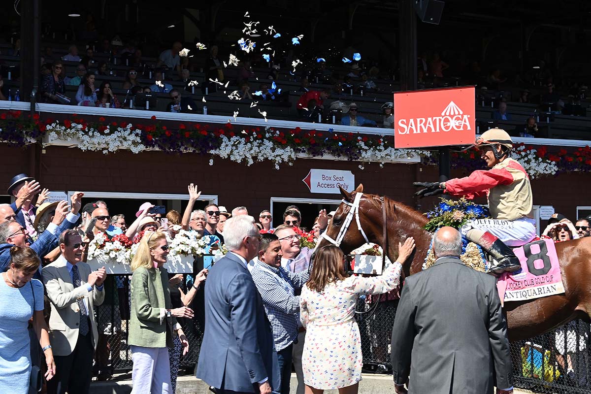 Antiquarian (Preservationist - Lifetime Memory, by Istan), the 2022 Preservationist LLC Thoroughbred racing partnership through Centennial Farms, winner of the G1 Jockey Club Gold Cup at Saratoga, a Win And You're In Race for the Breeders' Cup Classic.